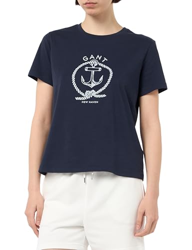 GANT Damen REG Graphic SS T-Shirt, Evening Blue, XX-Large von GANT
