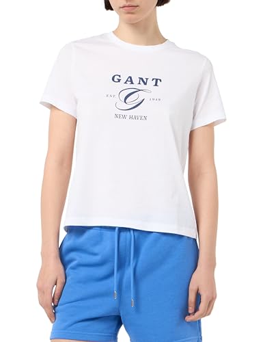 GANT Damen REG Graphic SS T-Shirt, White, M GANT Damen REG Graphic SS T-Shirt, White, M von GANT