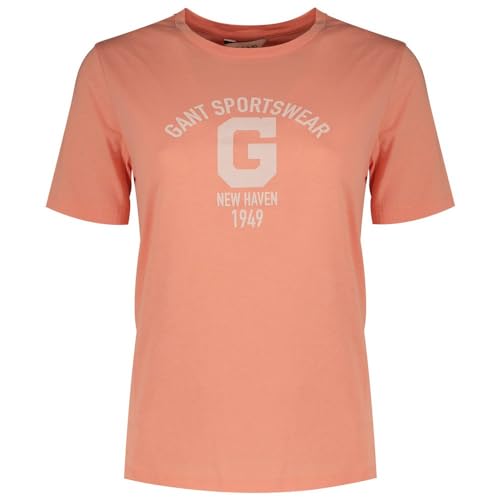 GANT Damen REG Logo SS T-Shirt, Peachy PINK, Medium von GANT