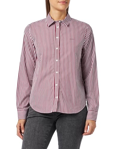 GANT Damen REG POPLIN Striped Shirt Bluse, Plumped Red,38 von GANT