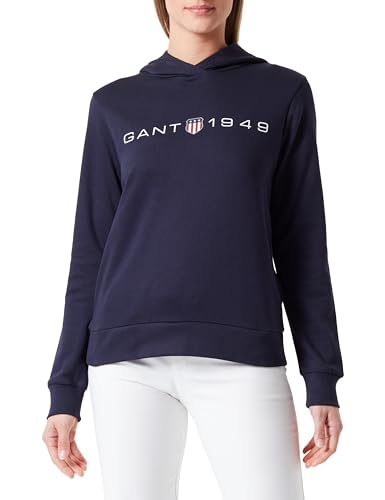 GANT Damen REG Printed Graphic Hoodie Kapuzenpullover, Evening Blue, 48 von GANT