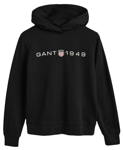GANT Damen REG Printed Graphic Hoodie Kapuzenpullover, Schwarz, M von GANT