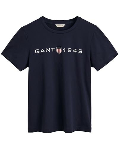 GANT Damen REG Printed Graphic T-Shirt, Evening Blue, XS von GANT