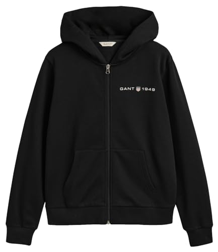 GANT Damen REG Printed Graphic Zip Hood Kapuzenpullover, Black, 38 von GANT