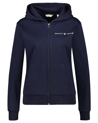 GANT Damen REG Printed Graphic Zip Hood Kapuzenpullover, Evening Blue, 36 von GANT