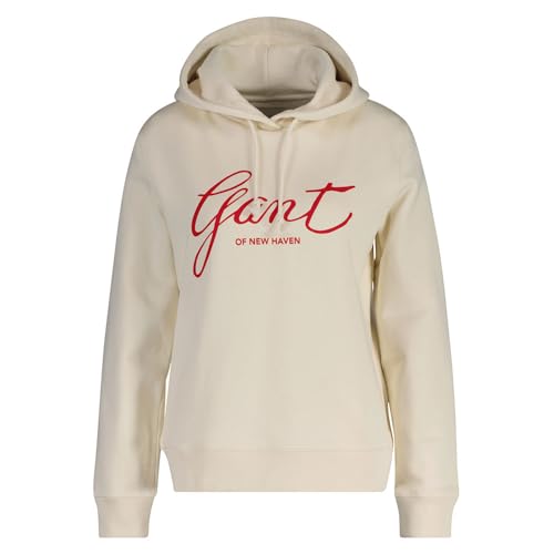 GANT Damen REG Script Hoodie Kapuzenpullover, Cream, S von GANT