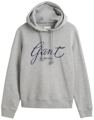 GANT Damen REG Script Hoodie Kapuzenpullover, Light Grey Melange, 36 von GANT