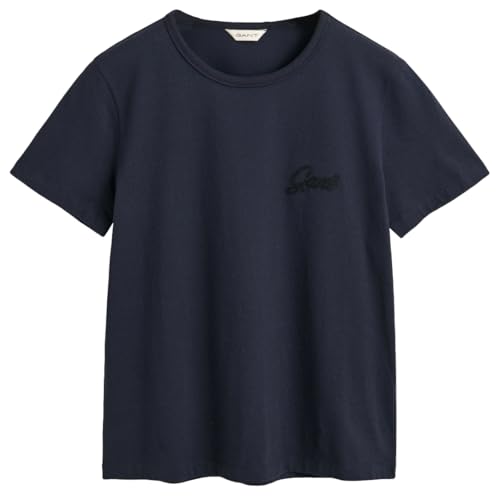 GANT Damen REG Script SS T-Shirt, Evening Blue, X-Large von GANT