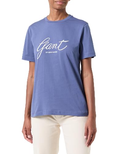 GANT Damen REG Script T-Shirt, Dusty Navy, Large von GANT