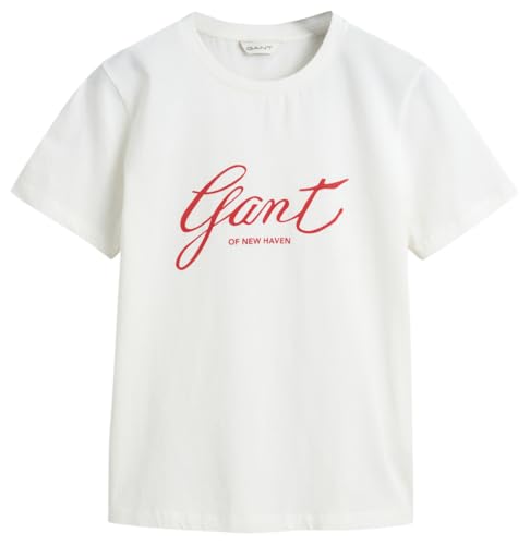 GANT Damen REG Script T-Shirt, Eggshell, Large von GANT