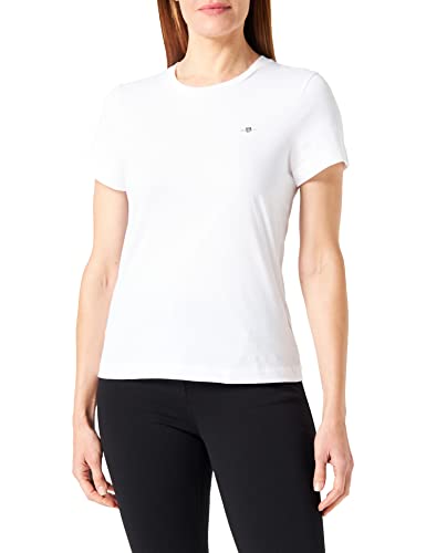 GANT Damen REG Shield SS Logo T-Shirt, White, XS von GANT