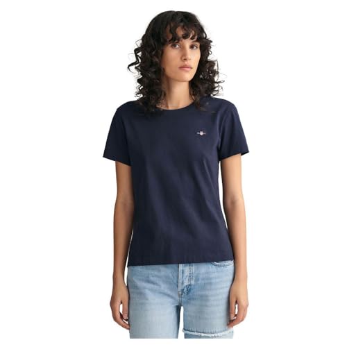 GANT Damen REG Shield SS T-Shirt, Evening Blue, XS von GANT