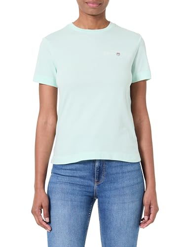 GANT Damen REG Shield SS T-Shirt, Faded Mint, Medium von GANT