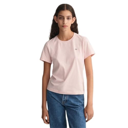 GANT Damen REG Shield SS T-Shirt, Faded PINK, M von GANT