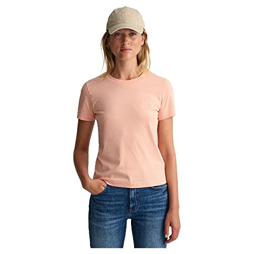 GANT Damen REG Shield SS Tonal Logo T-Shirt, Guava ORANGE, L von GANT