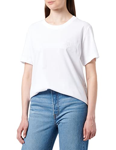 GANT Damen REG Shield SS Tonal Logo T-Shirt, White, S von GANT