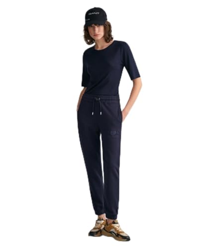 GANT Damen REG Shield Sweatpants Tonal Logo Sweathose, Evening Blue, XL von GANT