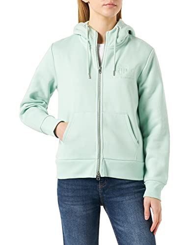 GANT Damen REG Shield Zip Hoodie Tonal Logo KAPUZENPULLOVERJACKE, Minty Green, XL von GANT