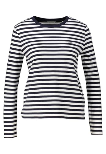 GANT Damen REG Striped Shield LS T-Shirt, Evening Blue, Small von GANT