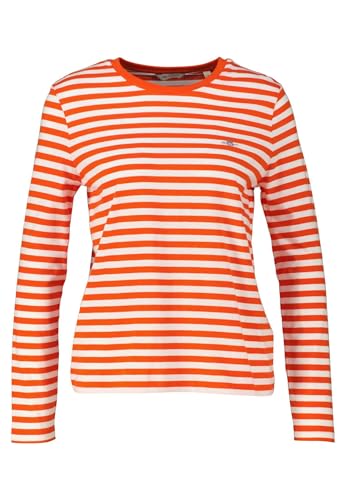 GANT Damen REG Striped Shield LS T-Shirt, Marled RED, Medium von GANT