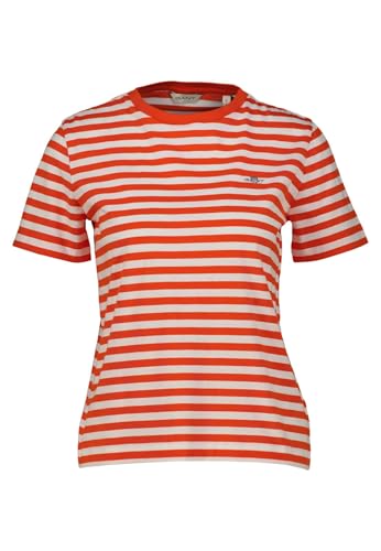 GANT Damen REG Striped Shield SS T-Shirt, Marled RED, S von GANT