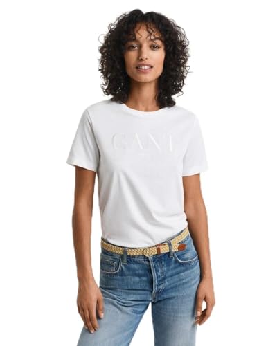 GANT Damen REG Tonal Graphic SS T-Shirt, Eggshell, X-Large von GANT