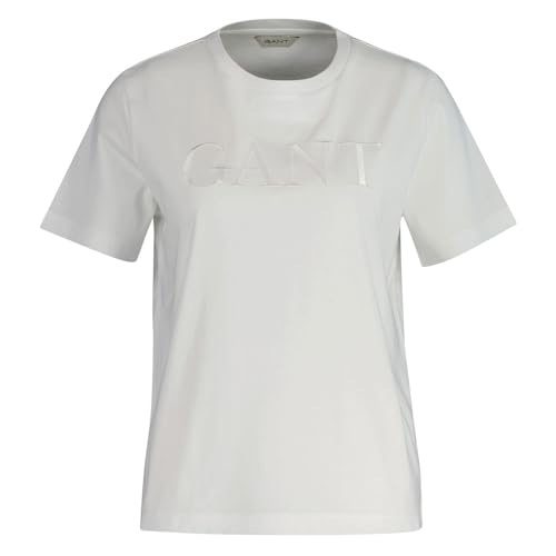 GANT Damen REG Tonal Graphic SS T-Shirt, Eggshell, X-Large von GANT