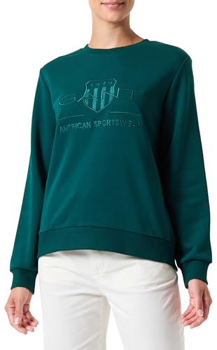 GANT Damen REG Tonal Shield C-Neck Sweat Sweatshirt, DEEP Forest, 36 von GANT