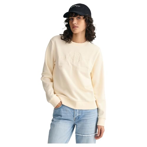 GANT Damen REG Tonal Shield C-Neck Sweat Sweatshirt, Linen, XXL von GANT