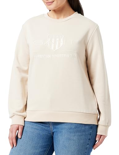 GANT Damen REG Tonal Shield C-Neck Sweat Sweatshirt, Soft Oat, XL von GANT