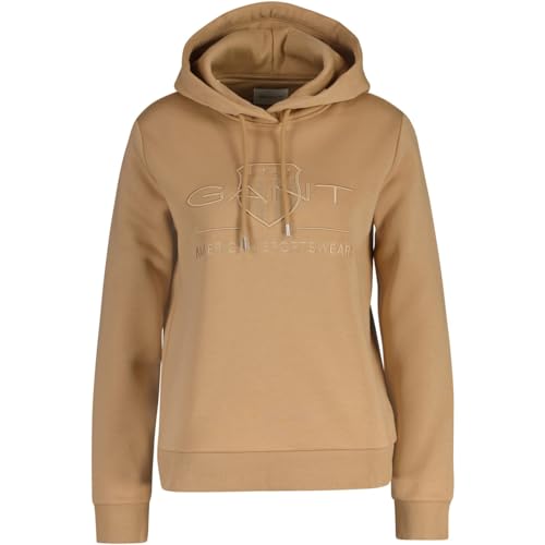 GANT Damen REG Tonal Shield Hoodie Kapuzenpullover, Caramel BEIGE, 32 von GANT