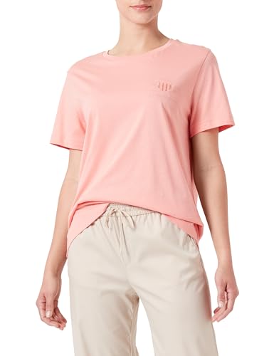 GANT Damen REG Tonal Shield SS T-Shirt, Peachy PINK, Small von GANT