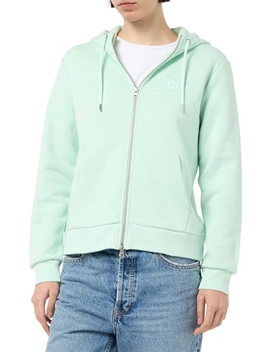 GANT Damen REG Tonal Shield Zip Hoodie Kapuzenpullover, Faded Mint, 36 von GANT