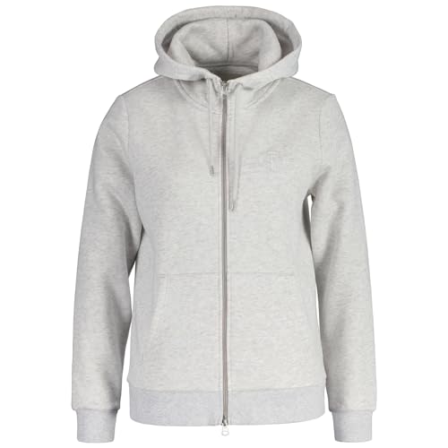 GANT Damen REG Tonal Shield Zip Hoodie Kapuzenpullover, Pale Grey Melange, 48 von GANT