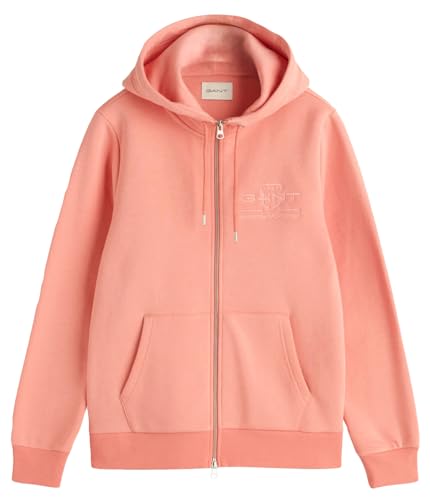 GANT Damen REG Tonal Shield Zip Hoodie Kapuzenpullover, Peachy PINK, 38 von GANT