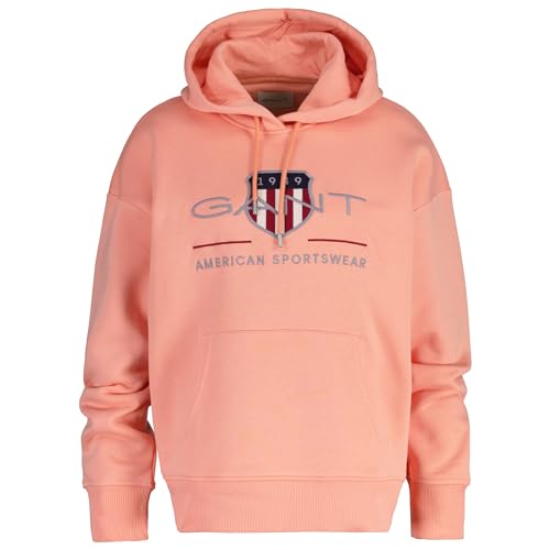 GANT Damen REL Archive Shield Hoodie Kapuzenpullover, Peachy PINK, 36 von GANT