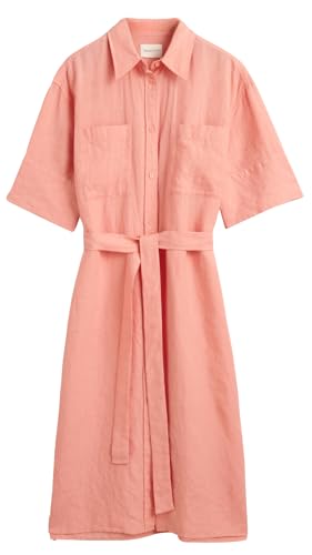 GANT Damen REL Linen SS Shirt Dress Kleid, Peachy PINK, 46 von GANT