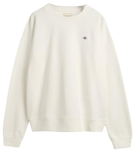 GANT Damen REL Shield C-Neck Sweat Logo Rundhalspullover, Eggshell, XS von GANT