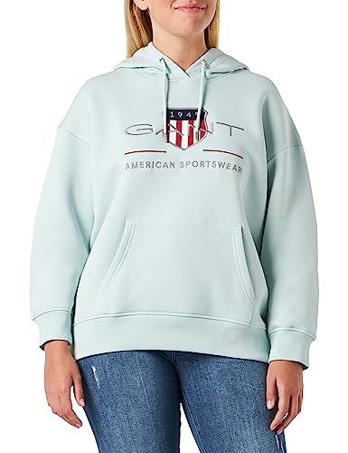 GANT Damen REL Shield Hoodie ARCHIV Logo Kapuzenpullover, Dusty Turquoise, S von GANT