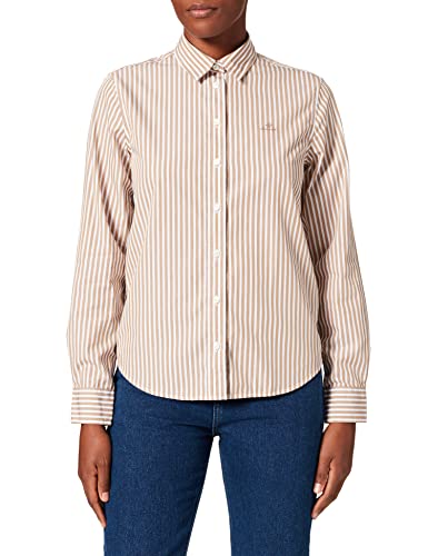 GANT Damen Reg Broadcloth Striped skjorte Bluse, Warm Khaki, 38 EU von GANT