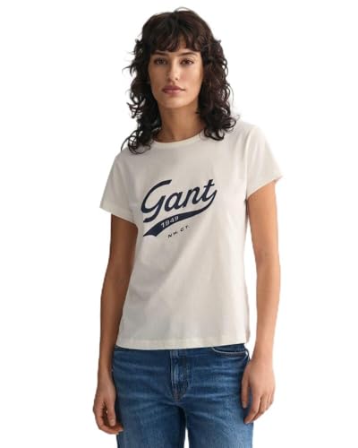 GANT Damen Reg Script Graphic T-Shirt, Eggshell, XS EU von GANT