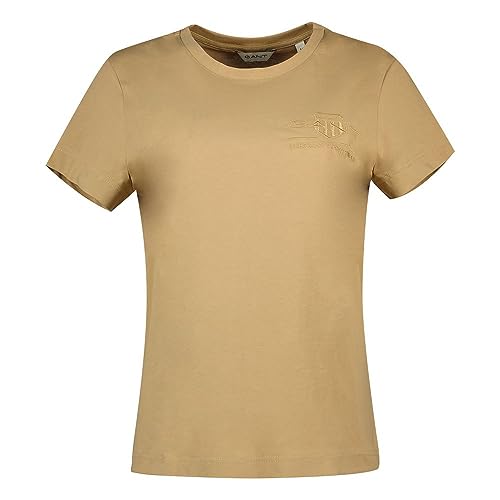 GANT Damen Reg Tonal Shield Ss T-Shirt T-Shirt, Dark Khaki, M von GANT