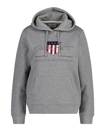 Gant Damen Rel Archive Shield Hoodie Kapuzenpullover, Grey Melange, XXL EU von GANT