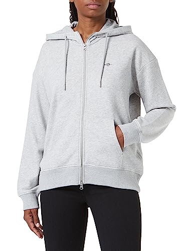 GANT Damen Rel Shield Full Zip Hoodie Kapuzenpullover, Light Grey Melange, L EU von GANT