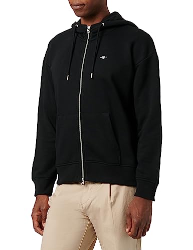 GANT Damen Rel Shield Full Zip Hoodie Kapuzenpullover, Schwarz, L EU von GANT