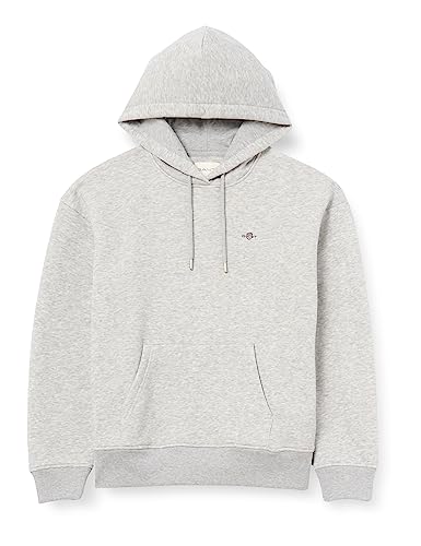 GANT Damen Rel Shield Hoodie Kapuzenpullover, Light Grey Melange, 3XL EU von GANT