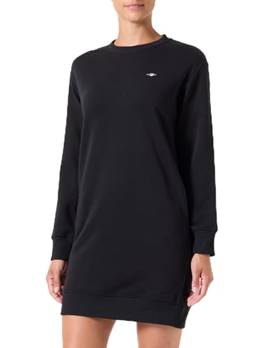 GANT Damen Shield C-Neck Sweat Dress Kleid, Black, L von GANT
