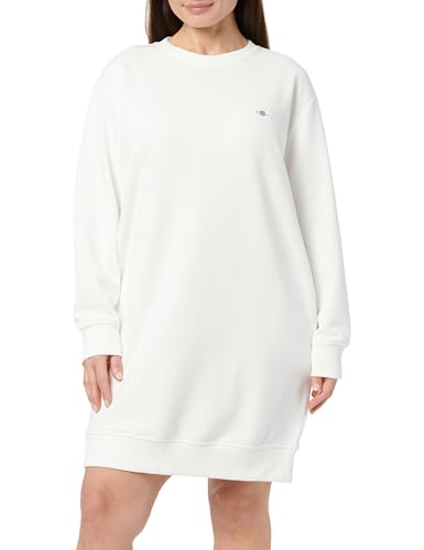 GANT Damen Shield C-Neck Sweat Dress Kleid, Eggshell, L von GANT