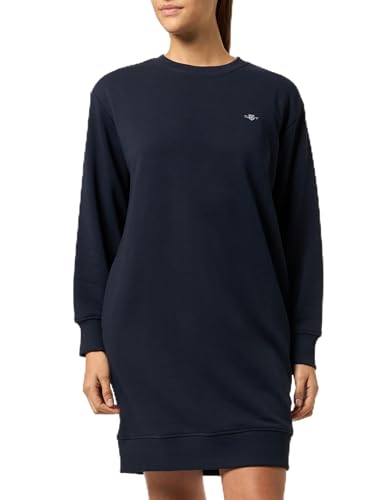 GANT Damen Shield C-Neck Sweat Dress Kleid, Evening Blue, XXL von GANT