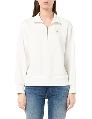 GANT Damen Shield Half-Zip Sweatshirt, Eggshell, 36 von GANT
